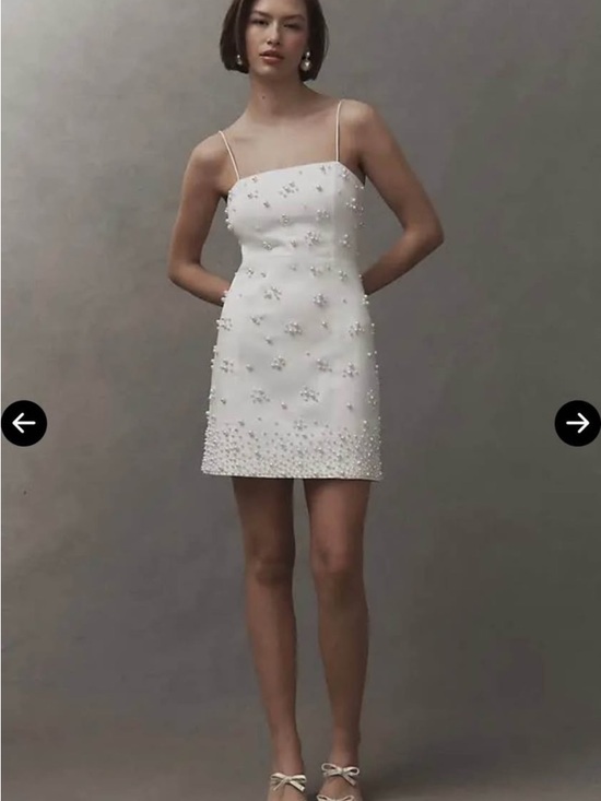 BHLDN White Pearl-Embellished Mini Dress Elsie Large - Picture 3 of 10